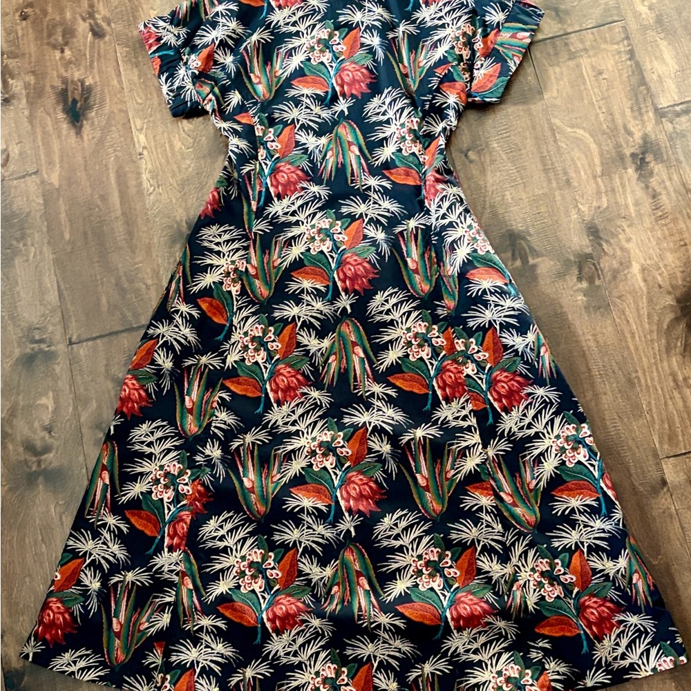 Ulla Johnson Devon Floral Poplin Midi Dress 8 - Anthurium